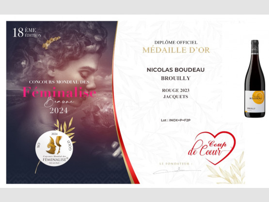 Coup de Coeur au concours des Féminalises pour notre Brouilly Jacquets 2023